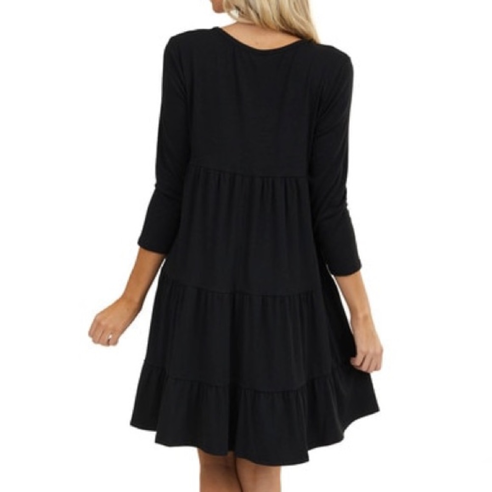 Vanilla Bay | Black Tiered Knit Mini Dress - Picture 2 of 5